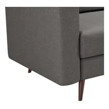 Sofá 3 Lugares Living Pé Palito Linho Cotton Cinza 210 Cm Foto mini 2