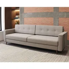 Sofá 3 Lugares Living Pé Palito Linho Cotton Cru 210 Cm Foto mini 2