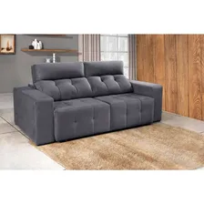Sofá 3 Lugares Retrátil E Reclinável Roma Suede Cinza Foto mini  2