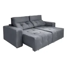 Sofá 3 Lugares Retrátil E Reclinável Roma Suede Cinza Foto  mini 1