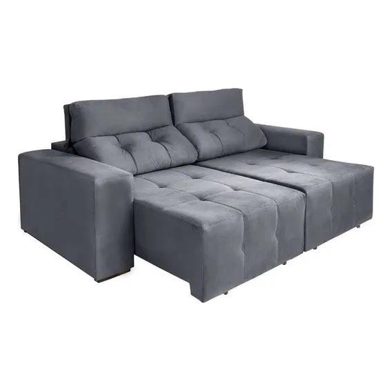 Sofá 3 Lugares Retrátil E Reclinável Roma Suede Cinza Foto 1
