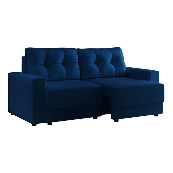 Sofá 3 Lugares Retrátil Lubeck Linho Azul Marinho Cor Azul-marinho Foto 1