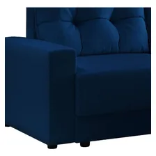 Sofá 3 Lugares Retrátil Lubeck Linho Azul Marinho Cor Azul-marinho Foto mini 4