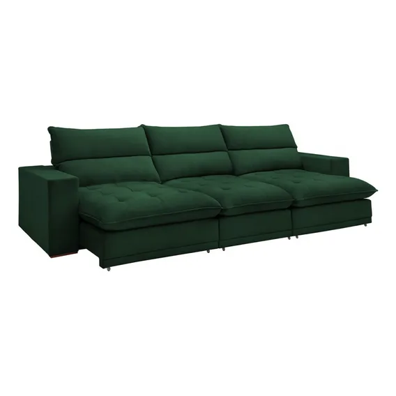 Sofá 4 Lugares Martinho Retrátil Veludo Verde - Celflex Foto 1