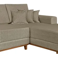 Sof谩 4 Lugares M么naco Com Chaise Direito Linho Bege Foto mini 4