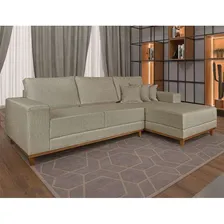 Sof谩 4 Lugares M么naco Com Chaise Direito Linho Bege Foto mini 2