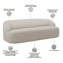 Sofá 4 Lugares Orgânico 02 Poltrona 280cm Barolo Bouclê Bege Foto mini 4