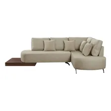 Sofá 4 Lugares Paris Com Apoio Lateral Linho Creme Foto mini  3
