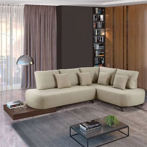 Sofá 4 Lugares Paris Com Apoio Lateral Linho Creme Foto 1