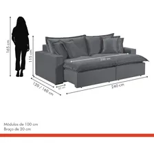 Sofá 4 Lugares Retrátil 240cm Com Almofadas M145 Foto mini  3