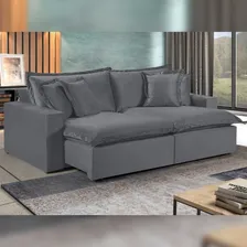 Sofá 4 Lugares Retrátil 240cm Com Almofadas M145 Foto  mini 1