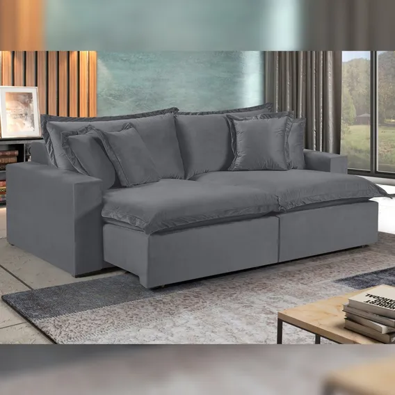Sofá 4 Lugares Retrátil 240cm Com Almofadas M145 Foto 1