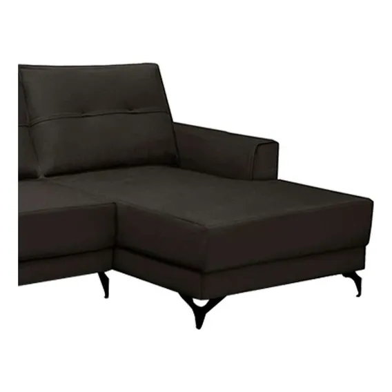 Sofá 5 Lugares Heros Com Chaise Direito Veludo Marrom Foto 1
