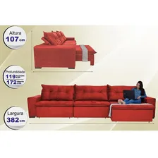 Sofá Austrália 3,82m Retrátil E Reclinável Cor Vermelho Foto mini  3