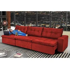Sofá Austrália 3,82m Retrátil E Reclinável Cor Vermelho Foto  mini 1