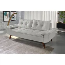 Sofa Bariloche 3 Lugares + Banquetas Couro Sintetico Cor Gelo Foto mini 3
