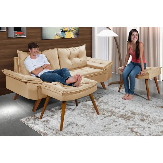 Sofa Bariloche 3 Lugares Com 2 Banquetas Essencial Estofados Foto 1