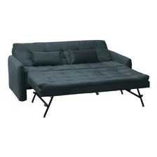 Sofá-cama 3 Lugares Casal Madalena Veludo Chumbo Cor Preto Foto mini  3