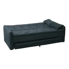Sofá-cama 3 Lugares Casal Madalena Veludo Chumbo Cor Preto Foto mini 4