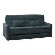 Sofá-cama 3 Lugares Casal Madalena Veludo Chumbo Cor Preto Foto  mini 1