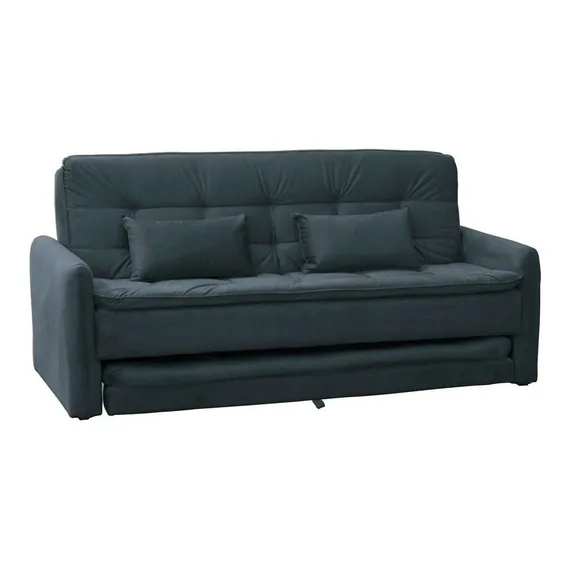 Sofá-cama 3 Lugares Casal Madalena Veludo Chumbo Cor Preto Foto 1