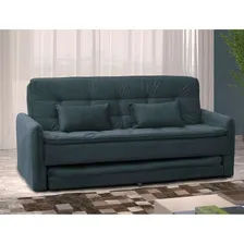 Sofá-cama 3 Lugares Casal Madalena Veludo Chumbo Cor Preto Foto mini  2