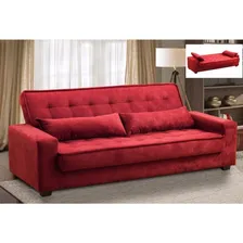 Sofá Cama 3 Lugares Speciale Montana Sued Pena Vinho Foto mini 4