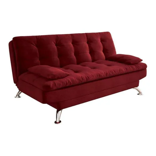 Sofá-cama Casal 3 Lugares Premium Suede Vermelho Foto 1
