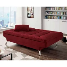 Sofá-cama Casal 3 Lugares Premium Suede Vermelho Foto mini 4