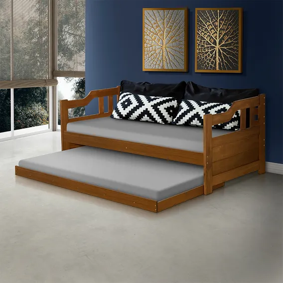 Sofá Cama Com Cama Auxiliar Castanho Zurique Foto 1