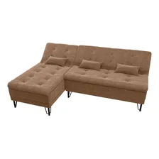 Sofá Cama Com Chaise 3 Lugares 2,00 Mts Nice Matrix Marrom Foto mini 1