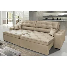 Sofá Cama inBox Austin Sofá Bege Retrátil E Reclinável Com Almofadas Foto mini 1