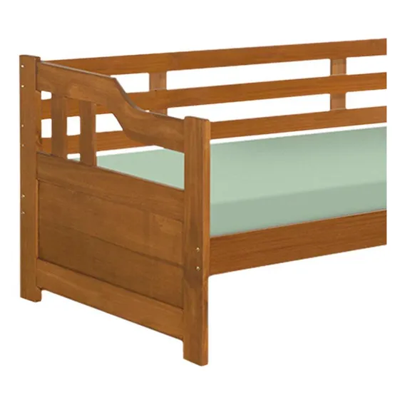 Sofá Cama Madeira Maciça Solteiro Imbuia Cor Marrom Foto 1