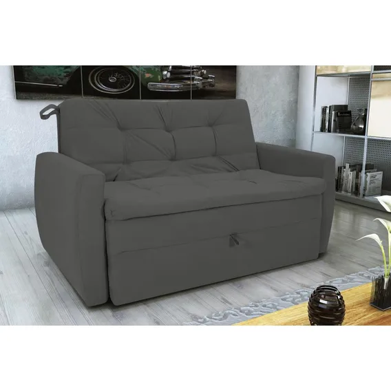 Sofá Cama Meg 2 Lugares Suede Cinza Matrix Foto 1
