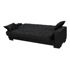 Sofá Cama Para Sala De Estar Lisboa Suede Animale Preto - Ib Desenho Do Tecido Liso Foto mini  3