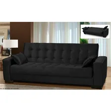 Sofá Cama Para Sala De Estar Lisboa Suede Animale Preto - Ib Desenho Do Tecido Liso Foto mini  2