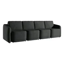Sofá Cama Reclinável Varsóvia 396cm Veludo Cinza Chumbo Foto mini 2