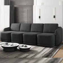 Sofá Cama Reclinável Varsóvia 396cm Veludo Cinza Chumbo Foto mini 1