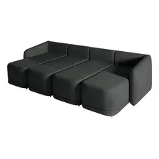 Sofá Cama Reclinável Varsóvia 396cm Veludo Cinza Chumbo Foto mini 4