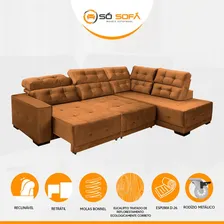 Sofá Canto Chaise D Impermeabilizado Veludo Terracota Foto mini 3
