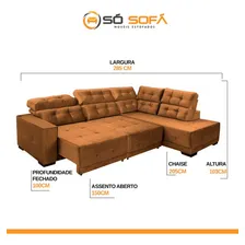 Sofá Canto Chaise D Impermeabilizado Veludo Terracota Foto mini 2