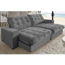 Sofá Casa Sofá Retrátil e Reclinável 4 Lugares 2,30m Suede Cinza Foto mini 2