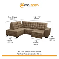 Sofá Chaise Canto 5 Lugares Retratil Mola Bonnel Suede Bege Foto mini 2