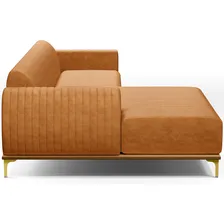 Sofá Chaise Esquerdo Molino 255cm Pés D'ouro Couro Whisky Foto mini 4