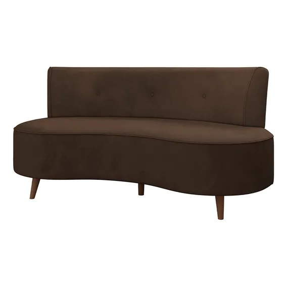 Sofá Chaise Living 160 Istambul Veludo Marrom Foto 1