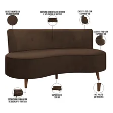 Sofá Chaise Living 160 Istambul Veludo Marrom Foto mini 3