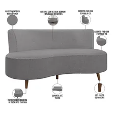 SofĂĄ Chaise Living 2 Lugares 135cm Istambul BouclĂȘ Cinza Foto mini 4
