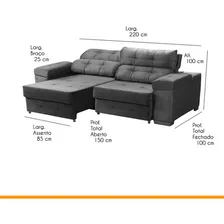Sofá Cinza 220 Cm Retrátil Reclinável Bonnel Ravello Veludo Foto mini 2