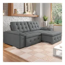 Sofá Cinza Retrátil 230 Cm 4 Lugares Reclinável Suede Foto  mini 1