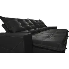 Sofá Courino Retrátil E Reclinável 2,75m Cama Inbox Bourbon. Cor Preto Foto mini 3